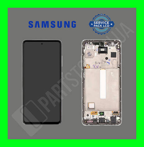 Дисплей Samsung A528 White A52s 2021 (GH82-26863D) сервісний оригінал у складі з рамкою, фото 2