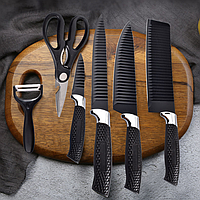 Набір кухонних ножів Zepter з ножицями 6 в 1, Ножі кухонні професійні з керамічним покриттям
