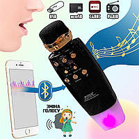 Бездротовий мікрофон WSTER WS2011 зі світлодіодною підсвіткою, звукові ефекти, microSD, USB, AUX Чорний