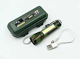 Кишеньковий акумуляторний LED-ліхтарик XBalog DS500lm,Q5+COB 3 режими, вологозахищений Camouflage, фото 7