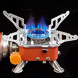 Похідна портативна газова плита з п'єзопідпалом Portable Stove пальник туристичний + 8 Баллонів, фото 7