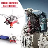 Похідна портативна газова плита з п'єзопідпалом Portable Stove пальник туристичний + 8 Баллонів, фото 9