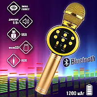 Караоке-мікрофон бездротовий K11V Bluetooth, 5 Вт, зміна голосу/фонограма/USB/microSD/FM Золотий