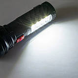 Ліхтар ручний Yajia 1W+8SMD-LED з бічною ЛЕД лампою, акумуляторний, світлодіодний від мережі Чорний, фото 3