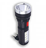 Ліхтар ручний Yajia 1W+8SMD-LED з бічною ЛЕД лампою, акумуляторний, світлодіодний від мережі Чорний, фото 5