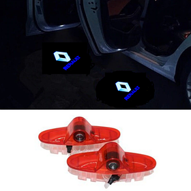 Проєктор підсвітка логотипу для дверей RENAULT (Рено) Логотип + Синій Напис Koleos, Megane, Laguna, Latitude, Talisman, Escape