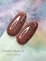 Світловідбивний гель лак для нігтів Sweet Nails Flash Disco №6 сріблясто-червоний 8мл