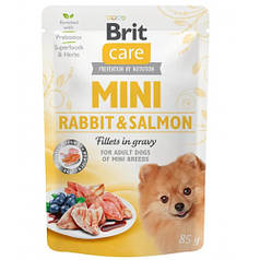 Brit care Adult Mini pouch Rabbit & Salmon Вологий корм для дорослих дрібних собак, філе кролик та лосось 85г