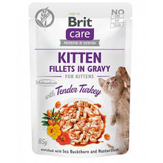 Brit care Cat pouch Вологий корм для кошенят, філе індички у соусі 85г