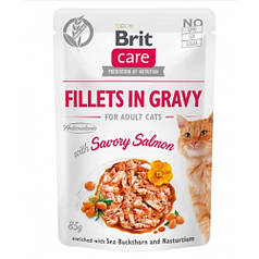 Brit care Cat pouch Вологий корм для кішок, філе лосося в соусі 85г