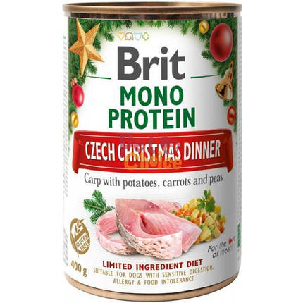 Brit mono protein Carp Вологий корм консерва для собак, короп і картопляний салат 400г, фото 1