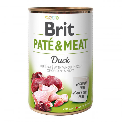 Brit Pate & meat dog Duck Вологий корм консерва для собак, курка та качка 400г