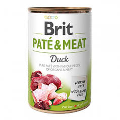 Brit Pate & meat dog Duck Вологий корм консерва для собак, курка та качка 400г