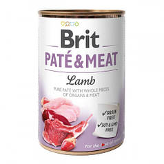 Brit Pate & meat dog Lamb Вологий корм консерва для собак, курка та ягня 400г