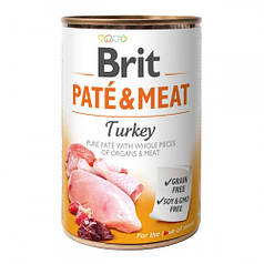 Brit Pate & meat dog Turkey Вологий корм консерва для собак, курка та індичка 400г