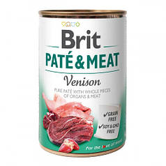 Brit Pate & meat dog Venison Вологий корм консерва для собак, курка та оленина 400 г