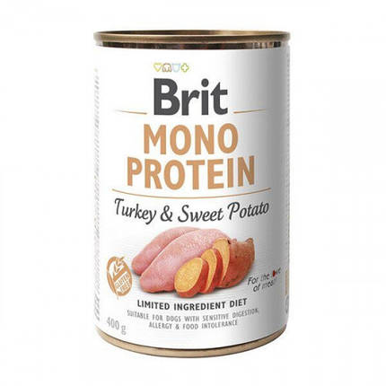 Brit mono protein Turkey & Sweet Potato Вологий корм консерва для собак, індичка та солодка картопля 400г, фото 1