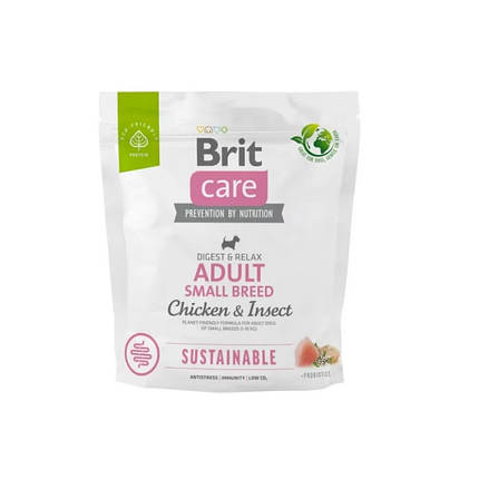 Сухий корм Brit Care Dog Sustainable Small Breed Chicken & Insect для собак малих порід курка та комахи 1кг, фото 1