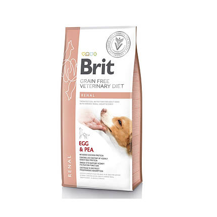 Brit care Renal Egg & Pea Дієтичний сухий корм для дорослих собак у разі ниркової недостатності з яйцем 2кг, фото 1