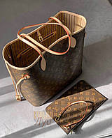 Женская сумка шопер кожаная Louis Vuitton Neverfull