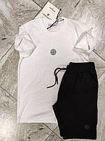 Мужской молодежный летний спортивный костюм stone island мужская футболка и шорты размер L