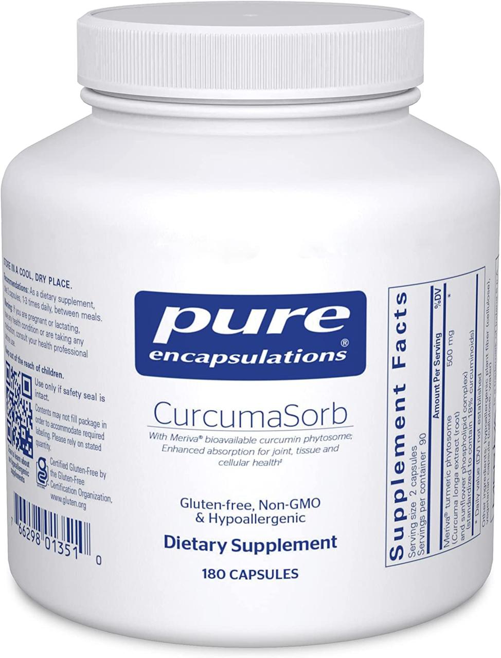 Pure Encapsulations CurcumaSorb / Куркумін фітосоми 180 капсул