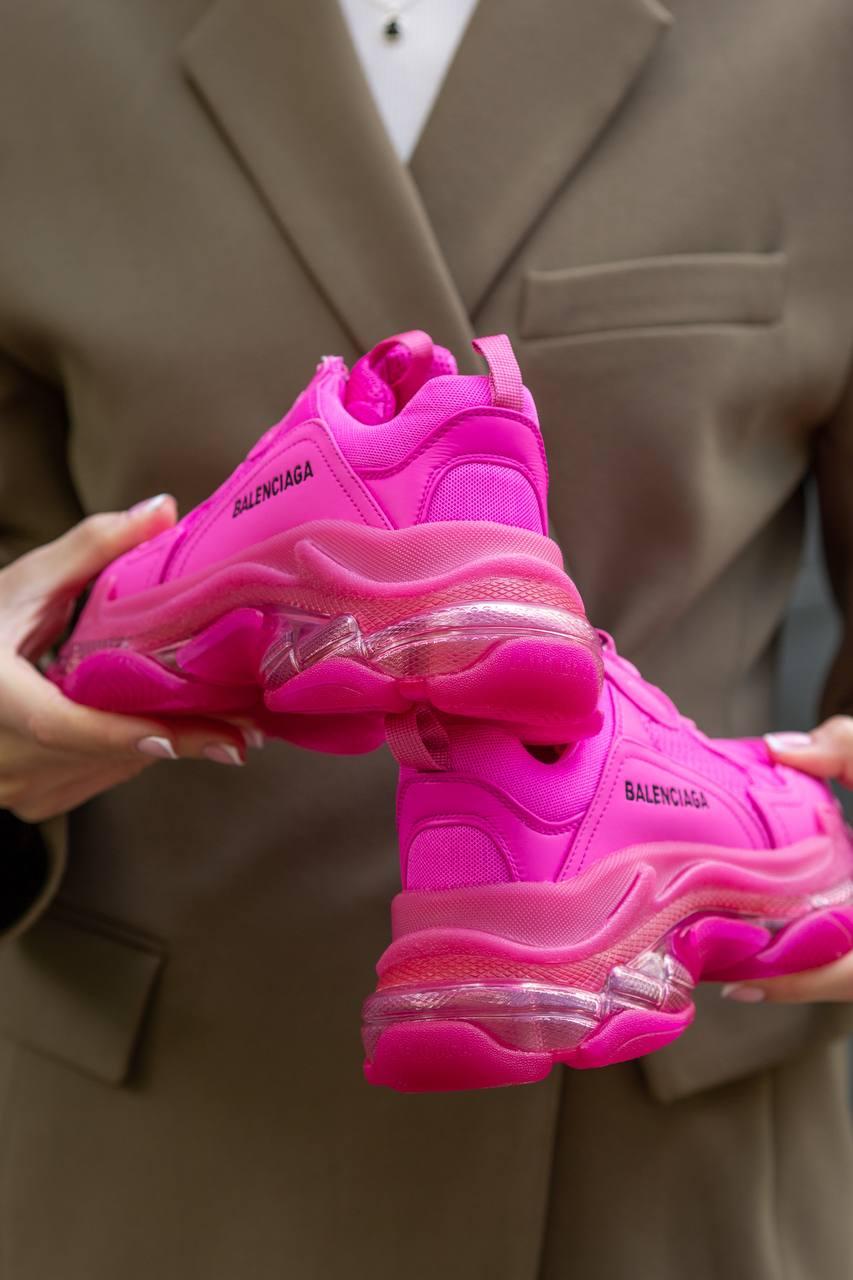 Женские кроссовки Balenciaga Triple S Clear Sole Pink Обувь Баленсиага Трипл С розовые малиновые яркие - фото 8 - id-p1839880357