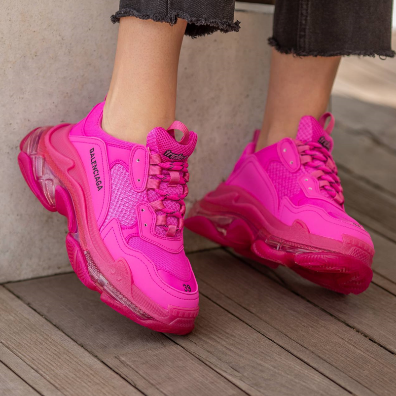 Женские кроссовки Balenciaga Triple S Clear Sole Pink Обувь Баленсиага Трипл С розовые малиновые яркие - фото 7 - id-p1839880357