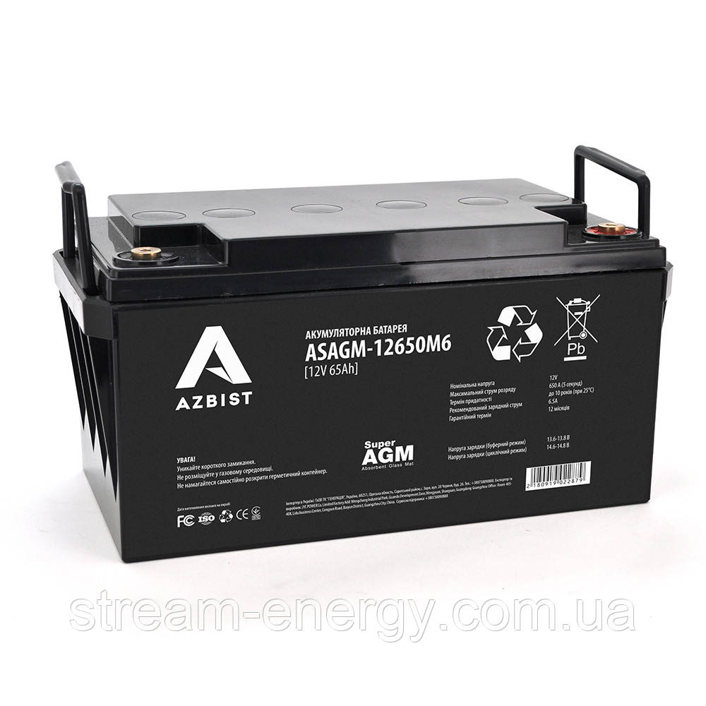 Акумулятор AGM 65Ah AZBIST ASAGM-12650M6