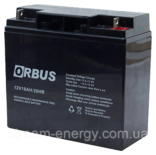 Акумуляторна батарея ORBUS  ORB1218 AGM 12V 18 Ah  (180 x76x167) 5 kg Q4/192, фото 1