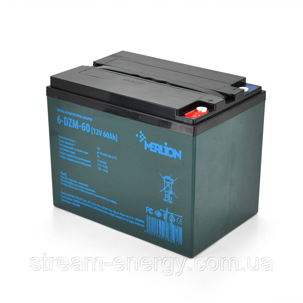 Тягова акумуляторна батарея  AGM MERLION 6-DZM-60, 12V 60Ah ( 265 x 168 x 215) Q2