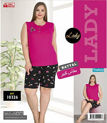 Піжама жіноча БАТАЛ шорти і майка ТУРЦІЯ 10326