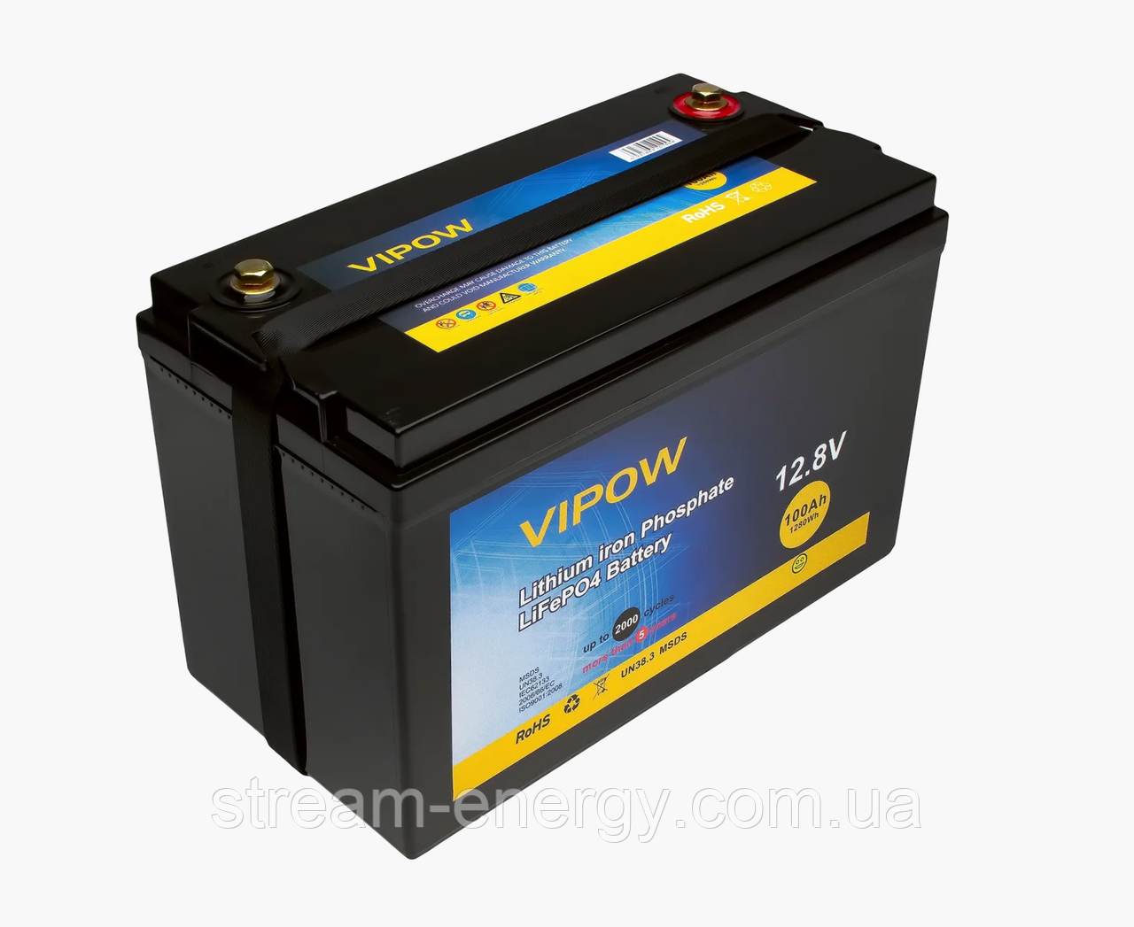 Акумуляторна батарея Vipow LiFePO4 12,8V 100Ah з вбудованою ВМS платою 80A