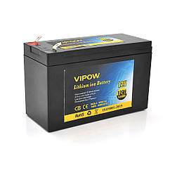 Акумуляторна батарея літієва Vipow 12 V 12A з елементами Li-ion 18650 з вбудованою ВМS платою, (3S6P) (151х65х94(100))мм, Q20