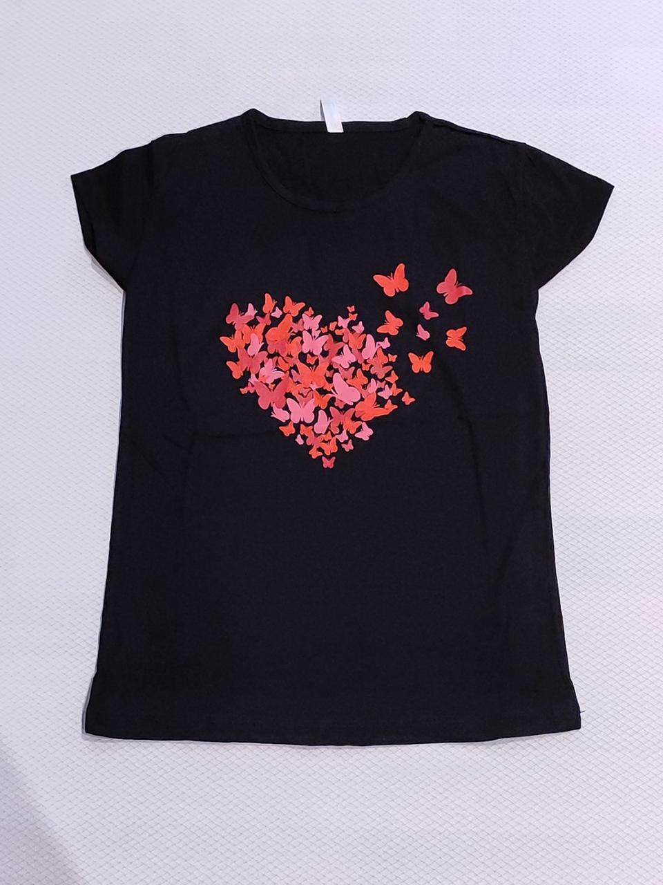 Футболка жіноча бавовняна "Серце" Туреччина розмір S-L (від 3 шт.), фото 1