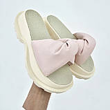 Жіночі шкіряні дуті шльопанці на платформі, фото 7