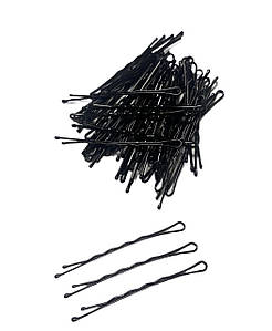Невидимки для волосся Shine 70мм хвилясті чорні 100г inv-B70100