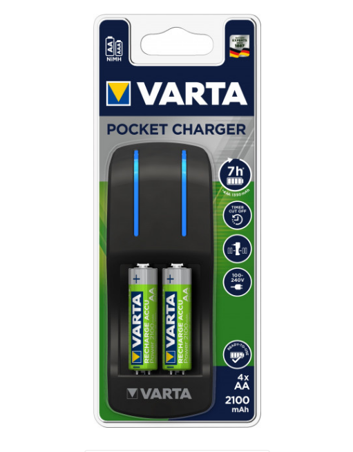 Зарядний пристрій VARTA Pocket Charger + 4 x 2AA 2100
