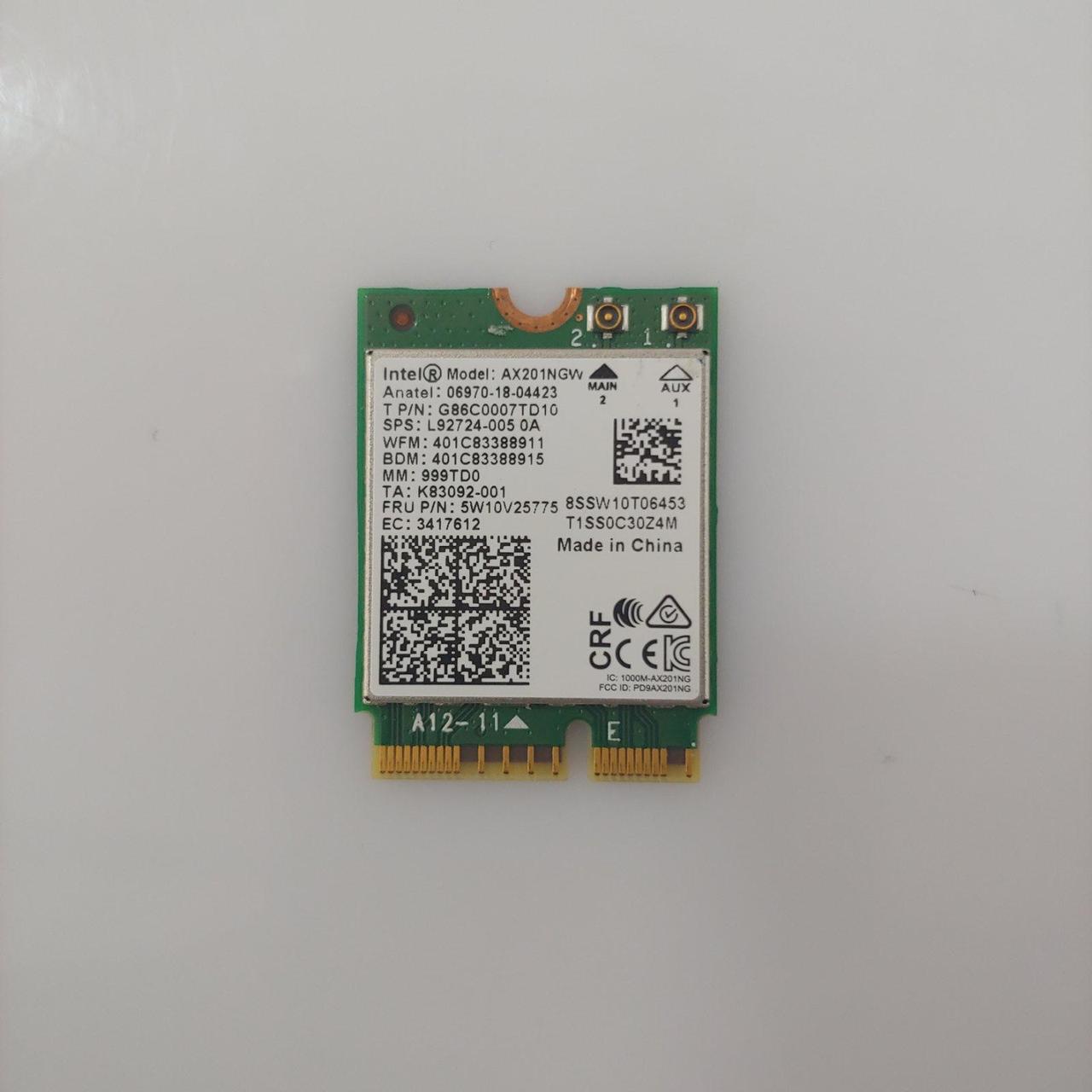 WIFI карта (WiFi Card) Wifi 6 802.11ax M.2 Intel Model: AX201NGW