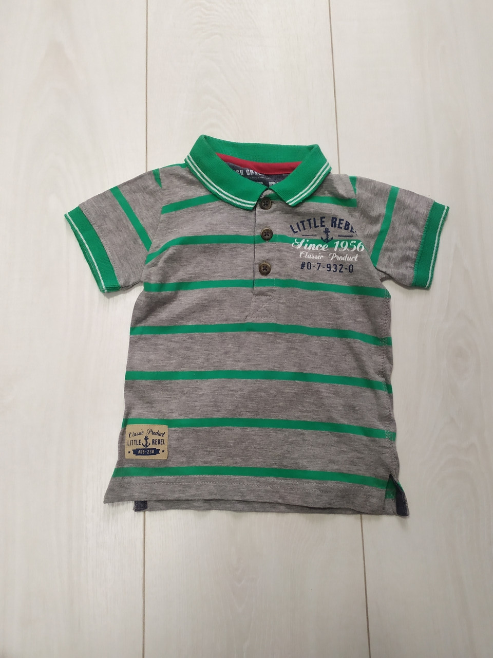 Футболка поло сіра в зелену смужку Rebel р. 80см, фото 1