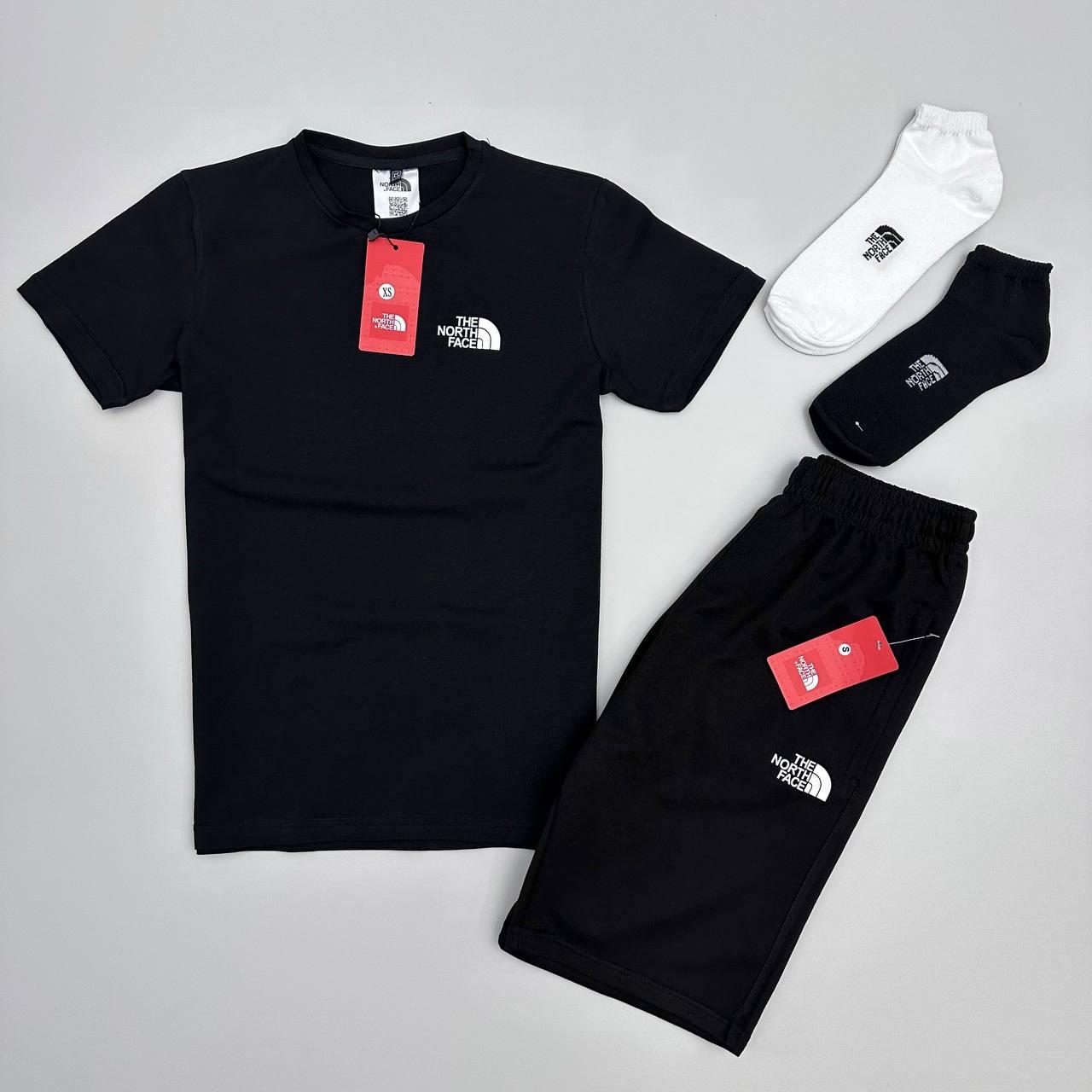 Чоловічий літній костюм The North Face Футболка + Шорти + Шкарпетки чорний комплект Зе Норд Фейс
