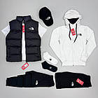 Чоловічий спортивний костюм The North Face 7в1 Кофта + Штани + Футболка + Шорти + Кепка чорно-білий, фото 6