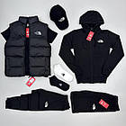Чоловічий спортивний костюм The North Face 7в1 Кофта + Штани + Футболка + Шорти + Кепка чорно-білий, фото 7