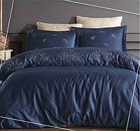 Двуспальный Евро комплект Dantela Vita - Aspin Blue Сатин с вышивкой