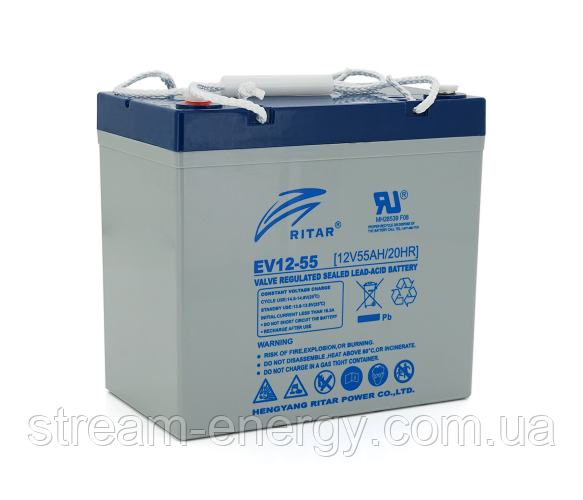 Тяговий акумулятор RITAR EV12-55,12V 55Ah, M5 ( 229 х 138 х 211(216) ), Q1
