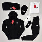 Чоловічий спортивний костюм The North Face 7в1 Кофта + Штани + Футболка + Шорти + Кепка чорно-білий, фото 4