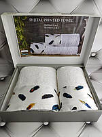 Подарочный набор полотенец для ванной Belizza Feather 50х90см + 70х140см