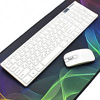 Комплект беспроводная клавиатура и мышь Набор белая клавиатура мышь для компьютера K06 Wireless keyboard USB