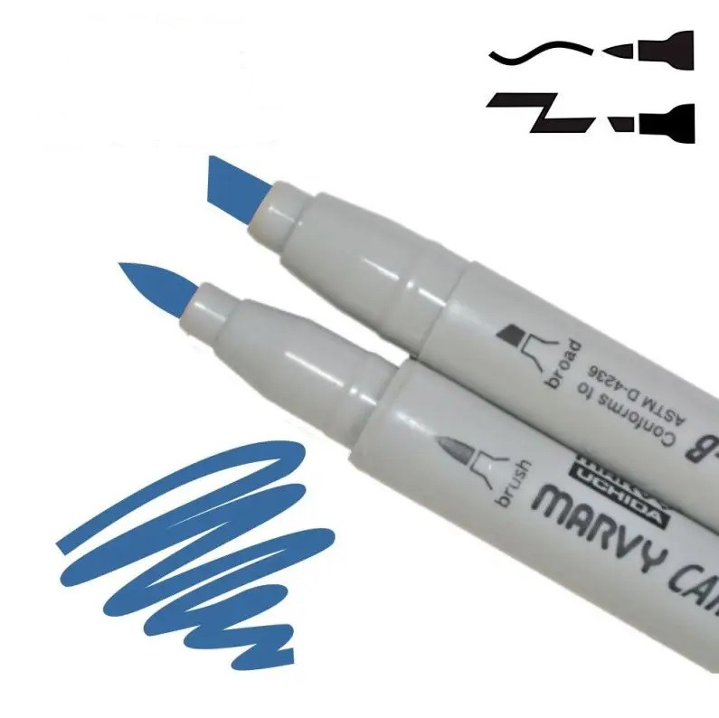 Скетч маркер синій двосторонній Marvy, 1900B-S, фото 1