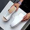 Шкіряні лаконічні білі жіночі шльопанці сабо натуральна шкіра на платформі, фото 3
